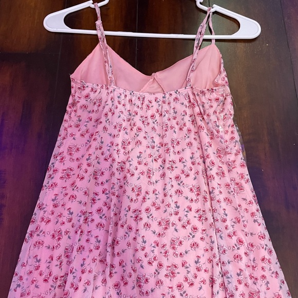 🌵Tillys pink floral mesh mini dress 🌵 - Picture 3 of 5